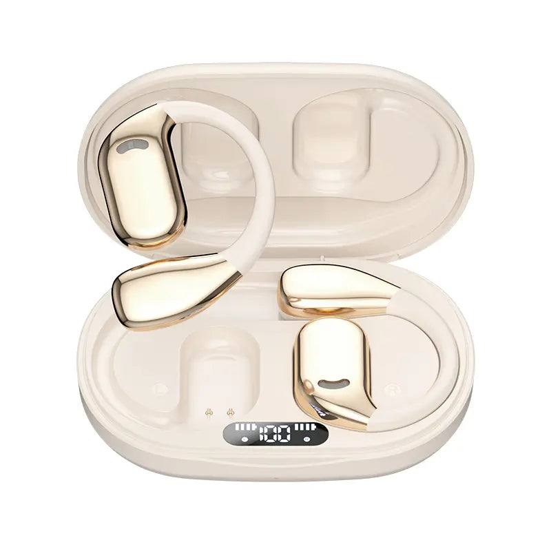 Holiday Stock-Up Gift Deal – Open-Ear Bluetooth 5.4 Wireless Headphones with LED Display, 60H Playtime, Clear