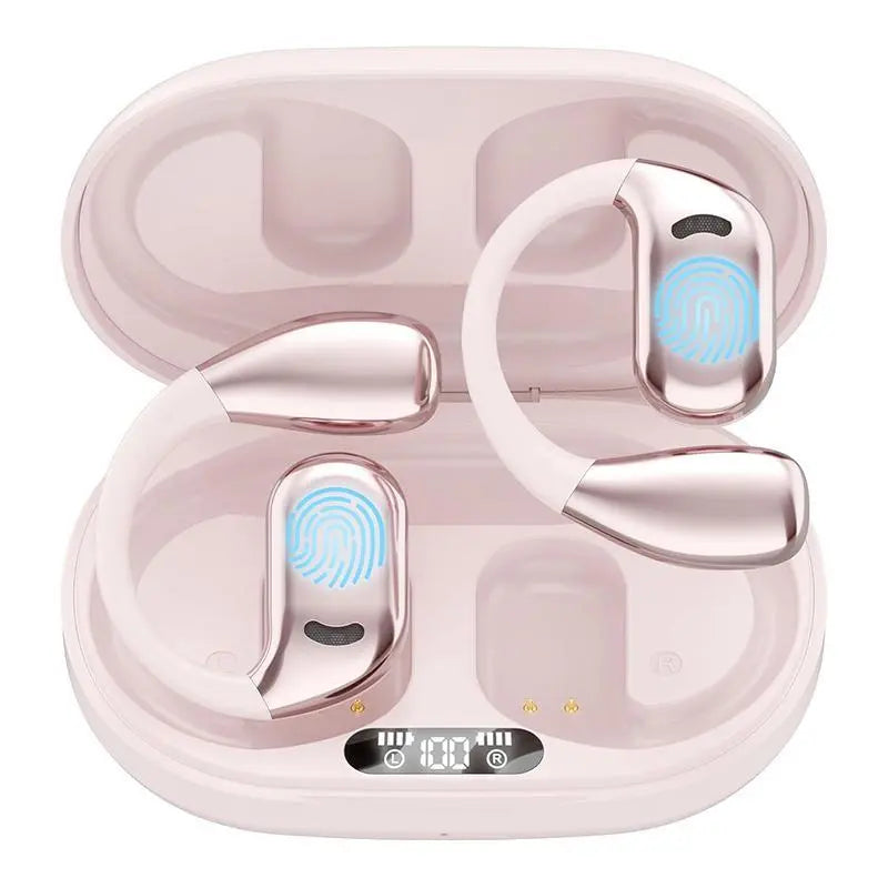 Holiday Stock-Up Gift Deal – Open-Ear Bluetooth 5.4 Wireless Headphones with LED Display, 60H Playtime, Clear