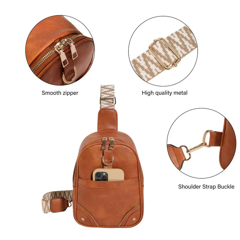 Lefame Women’s Leather Sling Bag – Lightweight Crossbody Fanny Pack with Anti-Theft Pocket and Card