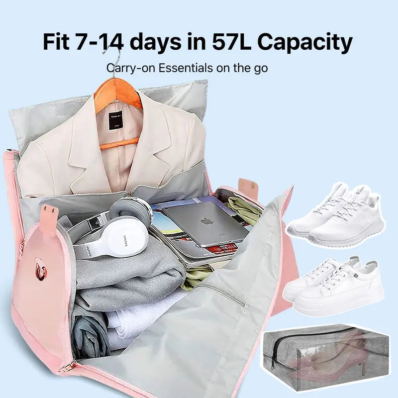 Lefame Travel Duffle Bag with Garment & Shoe Compartment, Waterproof & Breathable,