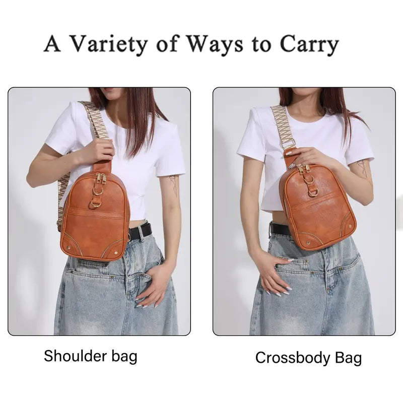 Lefame Women’s Leather Sling Bag – Lightweight Crossbody Fanny Pack with Anti-Theft Pocket and Card